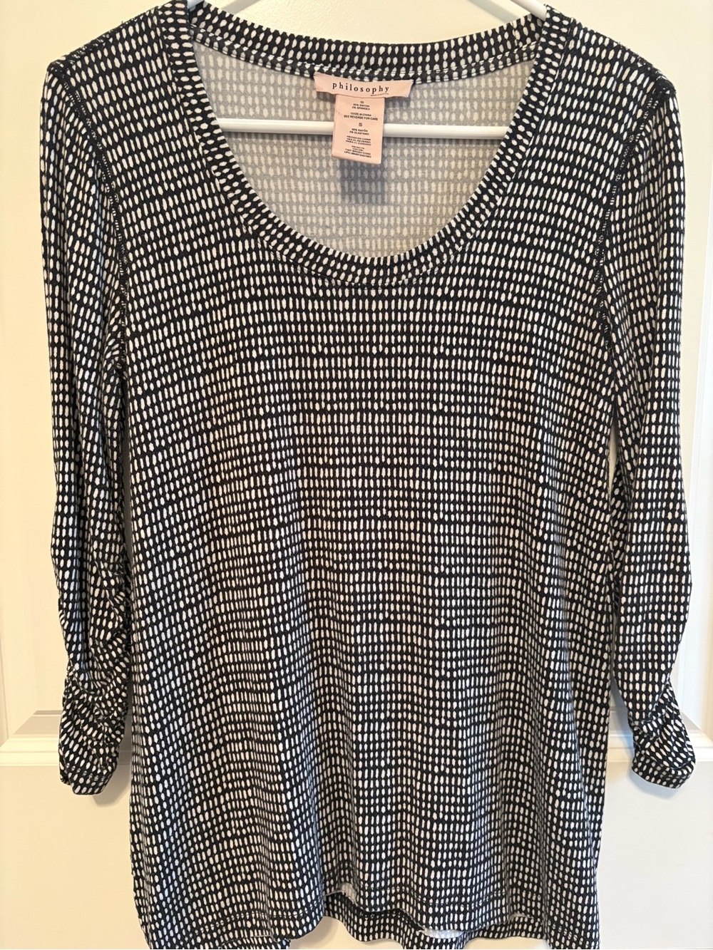 Philosophy Black and White Long Sleeve Scoop Neck Top